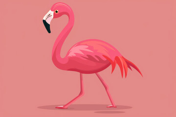 Naklejka premium Flamingo cartoon flat icon illustration