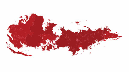 Red silhouette of Batam map in Riau Archipelago  flat