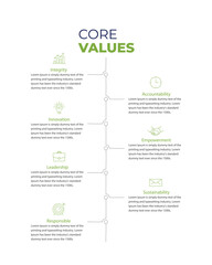 Company Core Values Infographic Vector illustration, Infographic icons core values, company profile set of icons, tree diagram