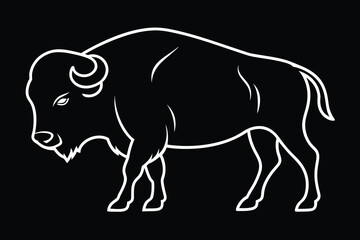 Bison vector design, Bull linear icon in solid black. Creative bull outline symbol on white background