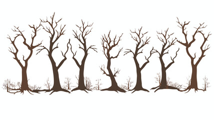 rendering of the barren trees flat vector isolated on