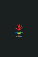 Autism color hand and puzzle. World autism awareness day. vector illustrations