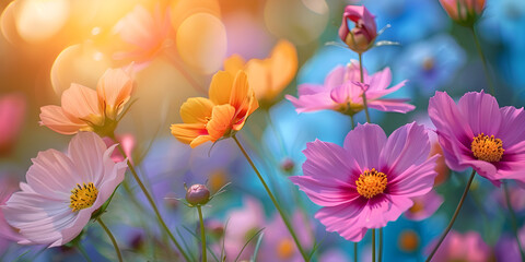 Fototapeta na wymiar spring flowers background, generative ai