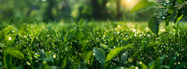 Spring grass, summer background, beautiful blurred background image of spring nature, nature, fresh
