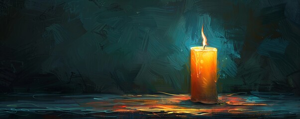 burning candle in a dark room, orthodox.art illustration - obrazy, fototapety, plakaty