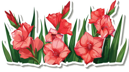 Paper sticker on background of gladiolus Flat vector