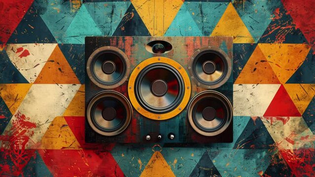 audio music speakers and sub woofers abstract sequence made with AI