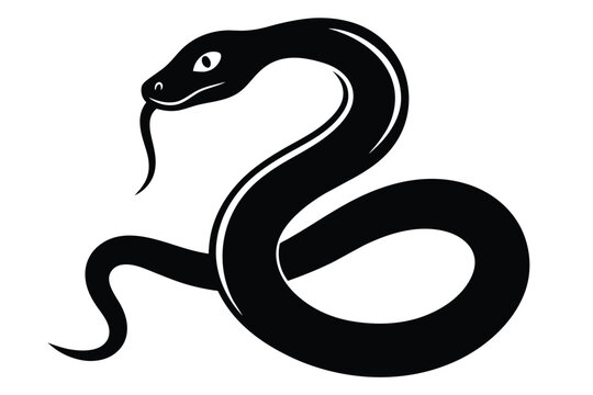 Flat outline snake design, Vector snake outline silhouette shape