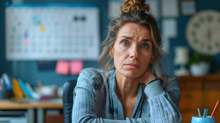 Portrait d'une femme dans la cinquantaine stressée au travail