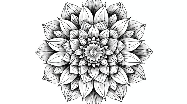 Raster zendala. Hand drawn mandala. Doodle flower