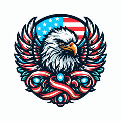 Fototapeta premium Eagle with usa flag vector and t shirt design 