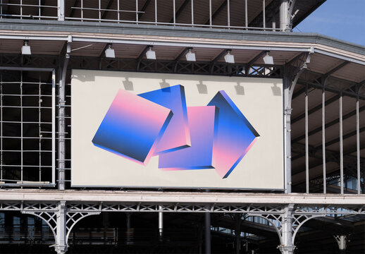 Mockup of customizable horizontal billboard on building