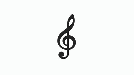 Treble clef black line icon. Music violin clef sign. G