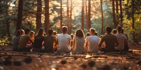 Image of team building activities, such as outdoor retreats or group exercises.