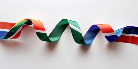 South african flag ribbon. Curly ribbon on white background.