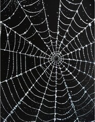 Fototapeta premium Black Book Cover with Spiderweb and Dew Design 