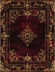 Ornate Red Book Cover with Golden Baroque Embellishments
