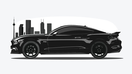 vector of a car designed in black and city scenery ele