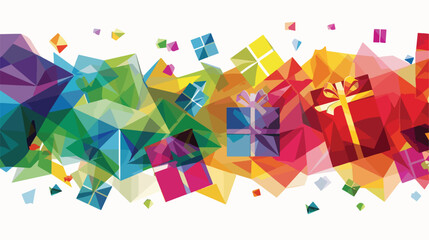 Fototapeta na wymiar Vector Rainbow Geometric Polygon of Gift for Christmas