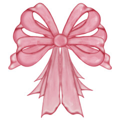 Pink Coquette ribbon bow set, hand drawn  watercolor. 