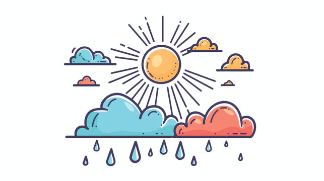 Weather forecast icon thunderstorm rain sun and cloud