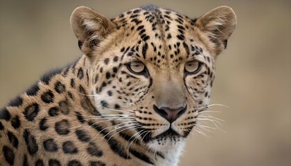 A Leopard With Its Ears Perked Forward Attentive