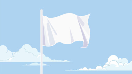 White flag waving over the sky. Promotional and advert