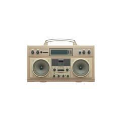 Obraz premium 3D render of a retro beige boombox on a light grey background