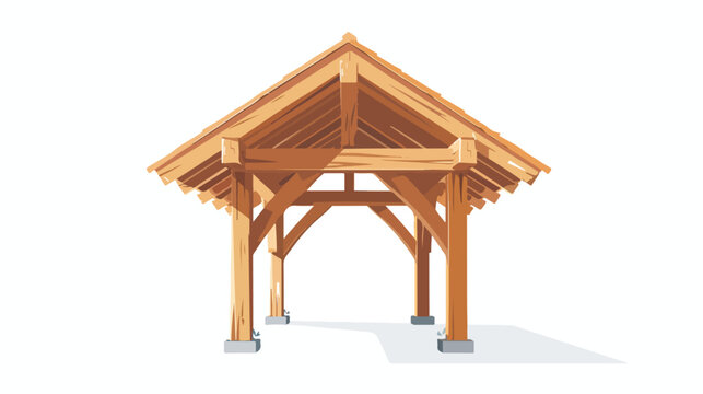 wooden rafters in the style of bungalow on a white background