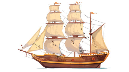 Wooden vintage ship vector design  flat vector isolated