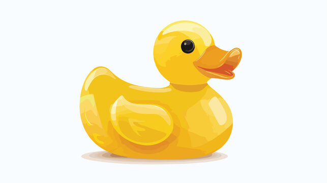 Yellow duck toy. Inflatable rubber duck Vector  flat