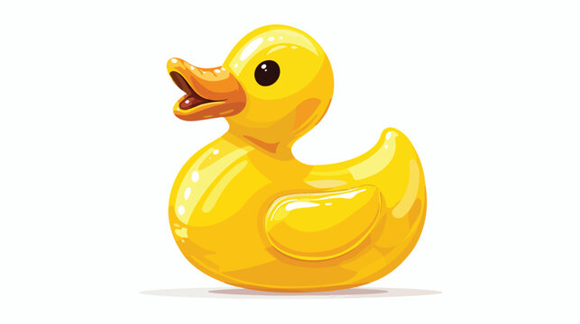 Yellow duck toy. Inflatable rubber duck Vector  flat