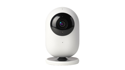 A sleek white camera rests elegantly on a pristine white surface