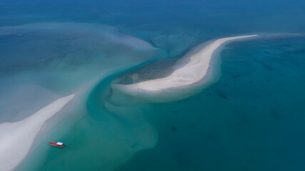 The tropical Summer with Sand bank  while relaxing on vacation as white sand beach  in the lagoon background