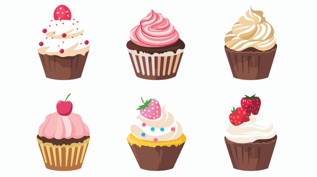 Vector graphic of cup cake. Dessert with flat design