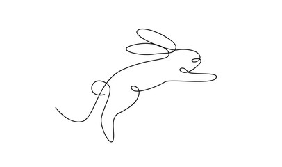 Continuous one line drawing of Easter Bunny rabbit
