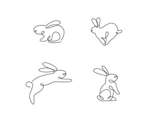 Continuous one line drawing of Easter Bunny rabbit