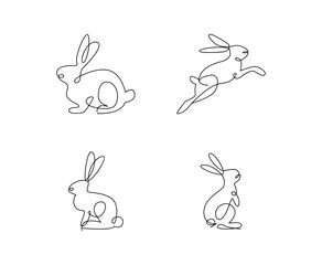 Continuous one line drawing of Easter Bunny rabbit