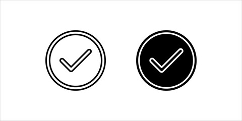 Check mark icon set, sign vector, on white background.
