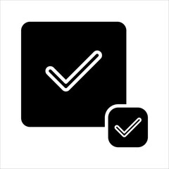 Check mark icon, sign vector, on white background.