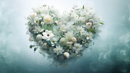 heart in flowers and delicate tones soft color springtime