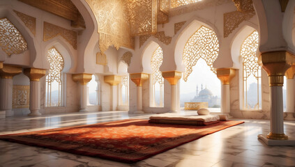 A wonderfully beautiful mosque in gold and white