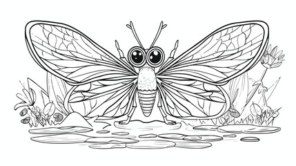 Vector art coloring book coloring page for kids Flat