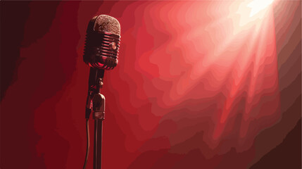 Vintage microphone in a stand-up comedy stage - obrazy, fototapety, plakaty