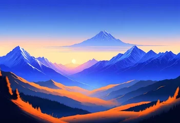  flat illustration classical animes Serene mountain (10) © Anisa