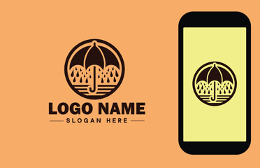 Umbrella logo icon vector for business brand app icon rain protection Waterproof template