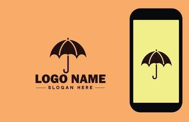 Umbrella logo icon vector for business brand app icon rain protection Waterproof template