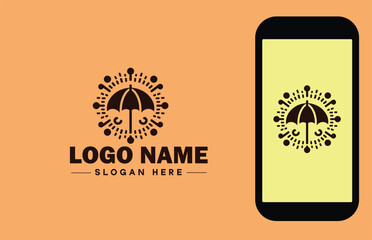 Umbrella logo icon vector for business brand app icon rain protection Waterproof template