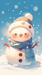 portrait of cute snowman,present for chrismas holiday