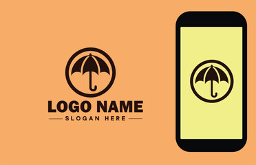 Umbrella logo icon vector for business brand app icon rain protection Waterproof template